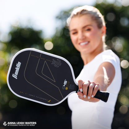 Franklin Sports PRO Pickleball Paddles – C45 Carbon Fiber Series - Official USAP + UPA Approved Pickleball Paddle - Aurelius 16mm Polymer Core - Official Shape of Anna Leigh Waters - Black/White