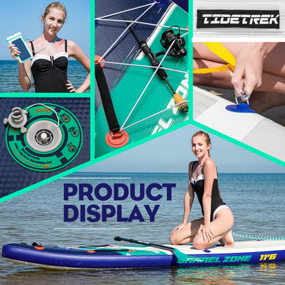 TIDETREK 11'6" Inflatable Stand Up Paddle Boards, Premium SUP Accessories, Non-Slip Comfort Deck for Youth & Adults (Ocean Sunrise)