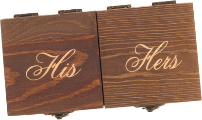 Ella Celebration Wood Ring Box for Wedding Ceremony, Rustic Vintage Ring Bearer Box, His & Hers