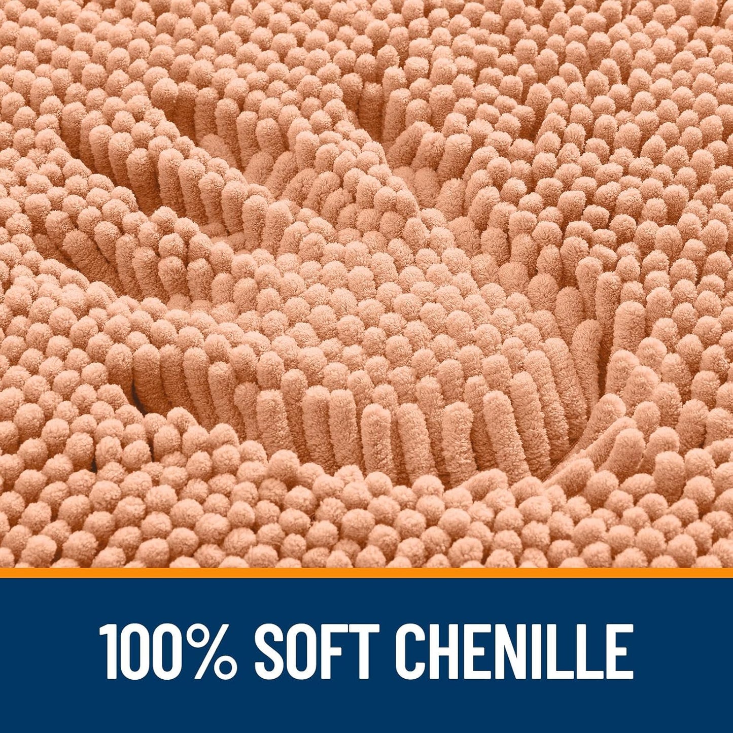 OLANLY Bathroom Rugs - Extra Soft Absorbent Chenille Mats | 36x24, Quick Dry, Machine Washable, Peach