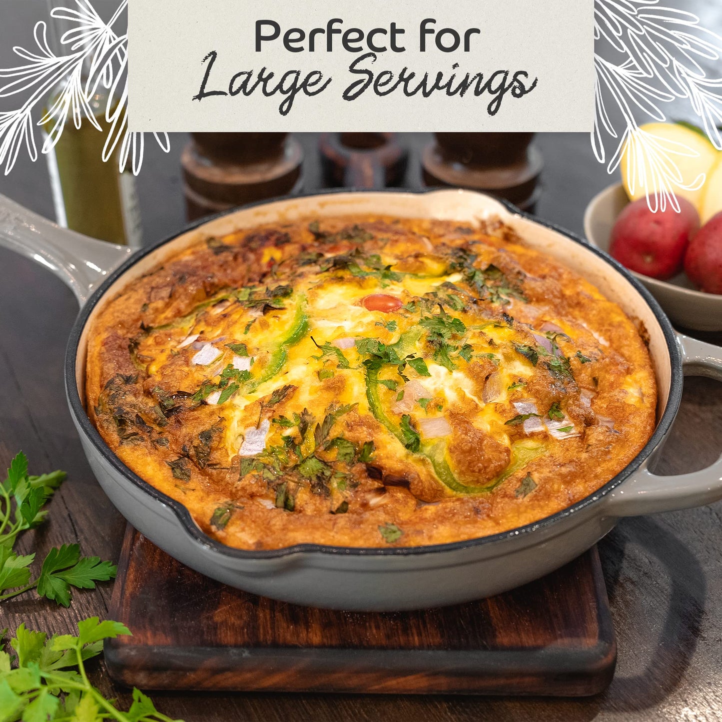Segretto Cookware Enameled Cast Iron Skillet, 10.25-IN Rosso (Gradient Red) Enamel Skillet Pan, No Seasoning Required and Cast Iron Frying Pan