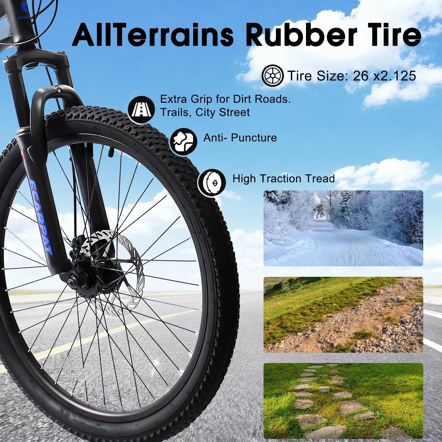 richvelo Mountain Bike with Full Suspension, 21 Speed Shifter Lever with Gear Indicator, High Carbon Steel Frame, Mechanical Disc Brakes, Use for Men/Women/Adults, Ideal for Trails. (Black, 26 INCH)