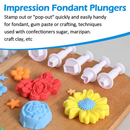 35PCS Mini Cookie Cutters Set, Fondant Cake Cookie Plunger Cutter, Plastic Biscuit Plunger, Geometric Shape Fondant Decorating Mold (Heart/Star/Circle/Square/Diamond/Triangle/Hexagon/Rectangle/Oval)