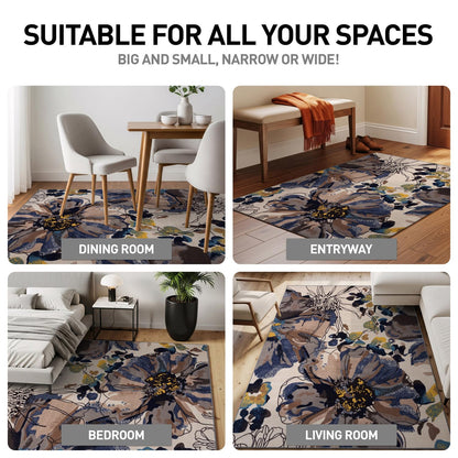 Rugshop Gray Large Floral Non-Slip Area Rug Fade Resistant for Living Room, Dining Room and Large Spaces, 10' x 14'