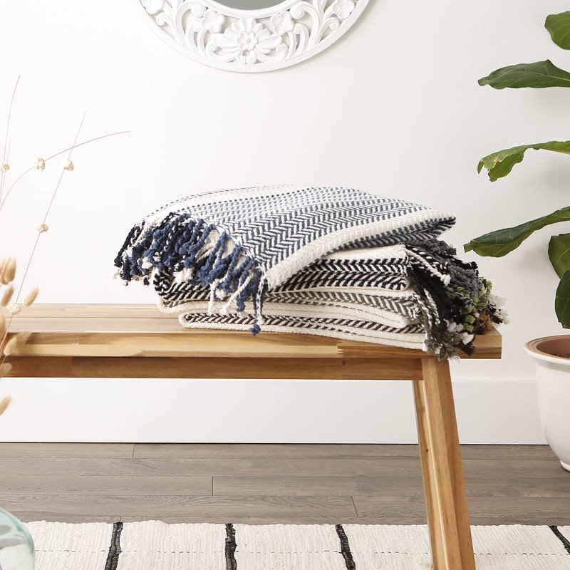 DII Striped Throw Collection Herringbone, 50x60, Stone