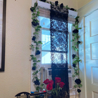 Felice Arts 2 Pack Black Artificial Flower Garland Each 6.5FT Fake Rose Vine Hanging Rose Garland for Wedding Flowers Table Arrangement Outdoor Wall Decor