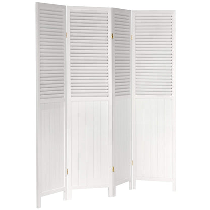 Red Lantern 6 ft. Tall Louvered Beadboard Room Divider White 4 Panel