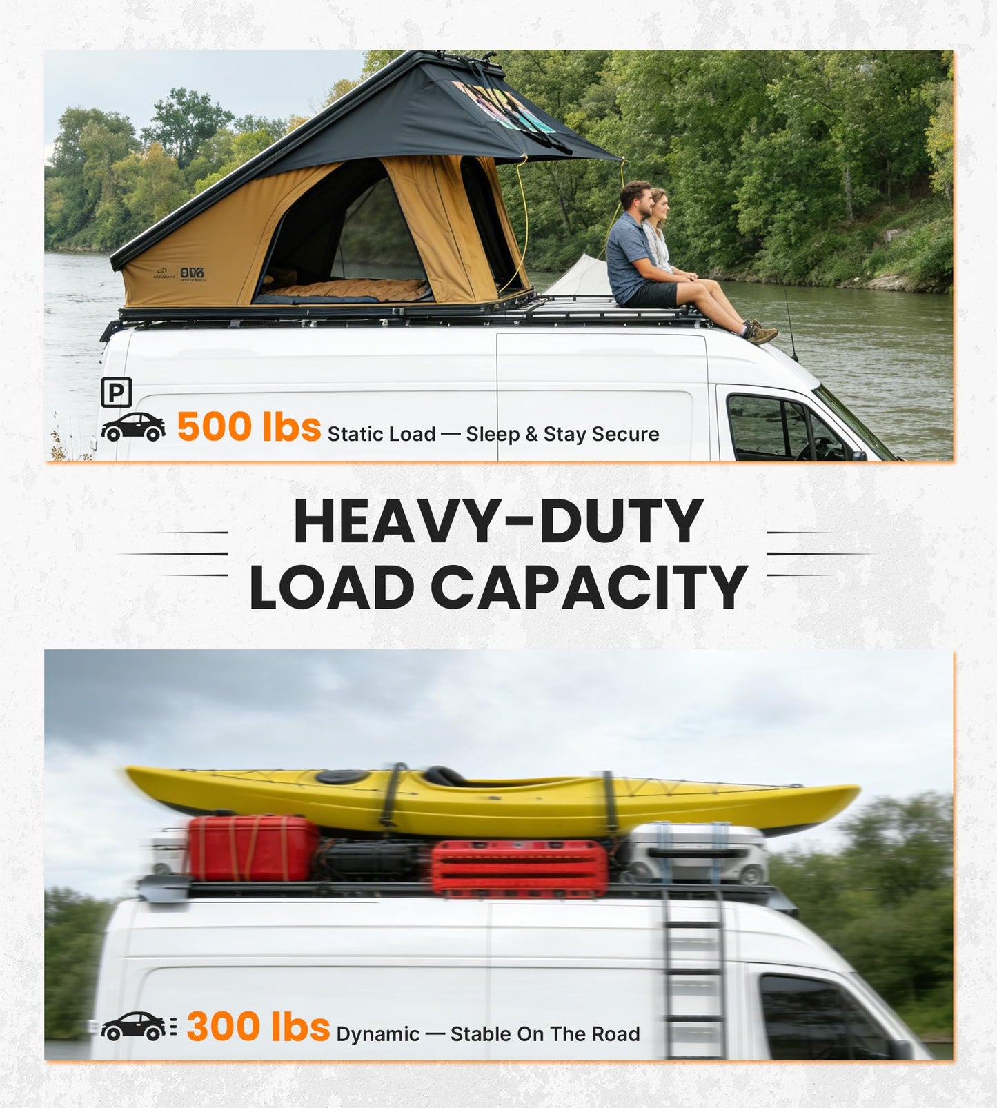 MELIPRON Camper Van Roof Rack Fit for Mercedes-Benz Sprinter 170" WB High Roof, Low Profile Aluminum Rack with Wind Fairing, T-Slot Crossbars for Solar Panels, Awnings, 300lb Dynamic/500lb Static