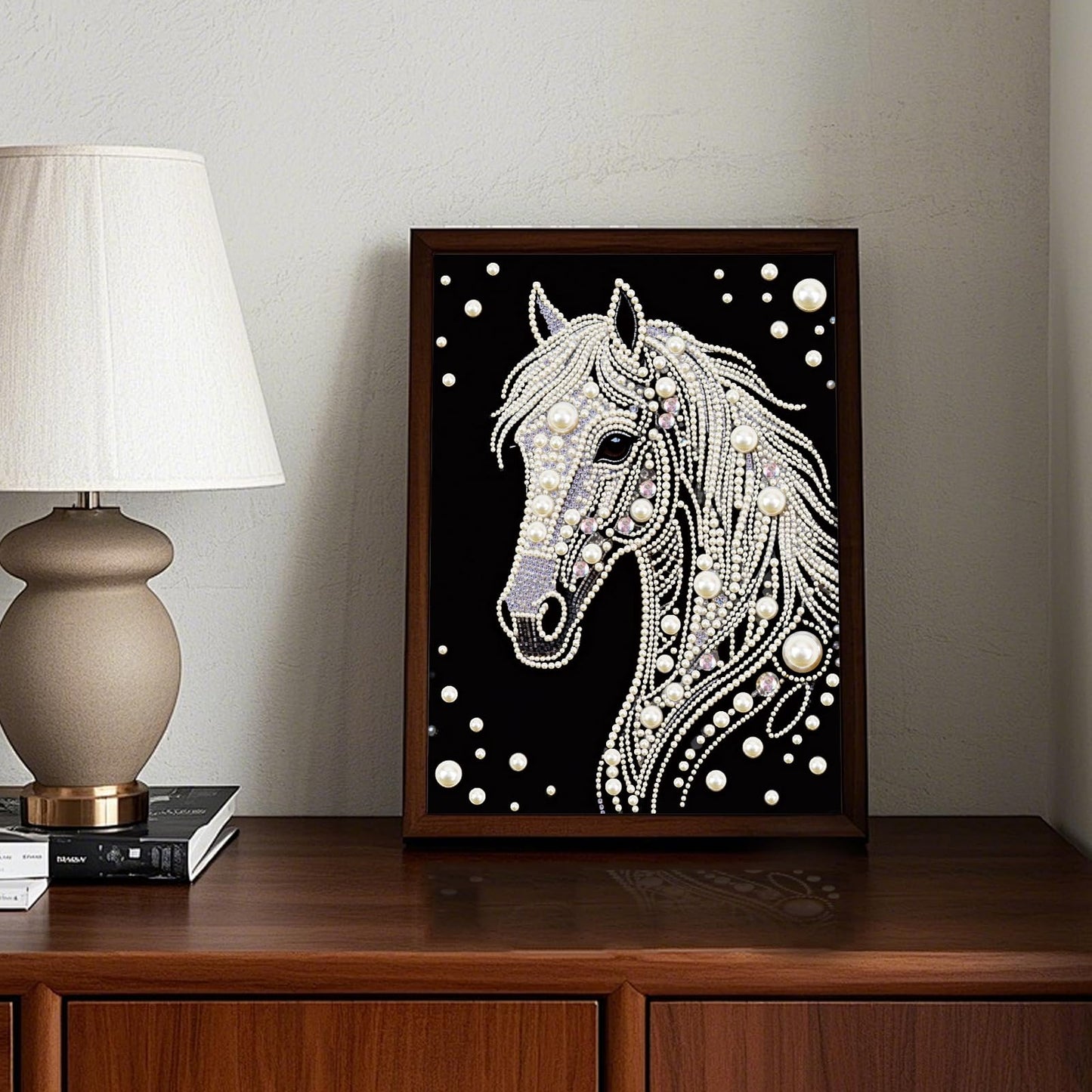 WSLWXSHM Pearl Diamond Painting Kits for Adults Horse, 5D Special Shape Diamond Art Kits for Beginners, Crystal Rhinestones Diamond Painting for Home Wall Decoration Gift 12×16inch/30×40cm, Animal