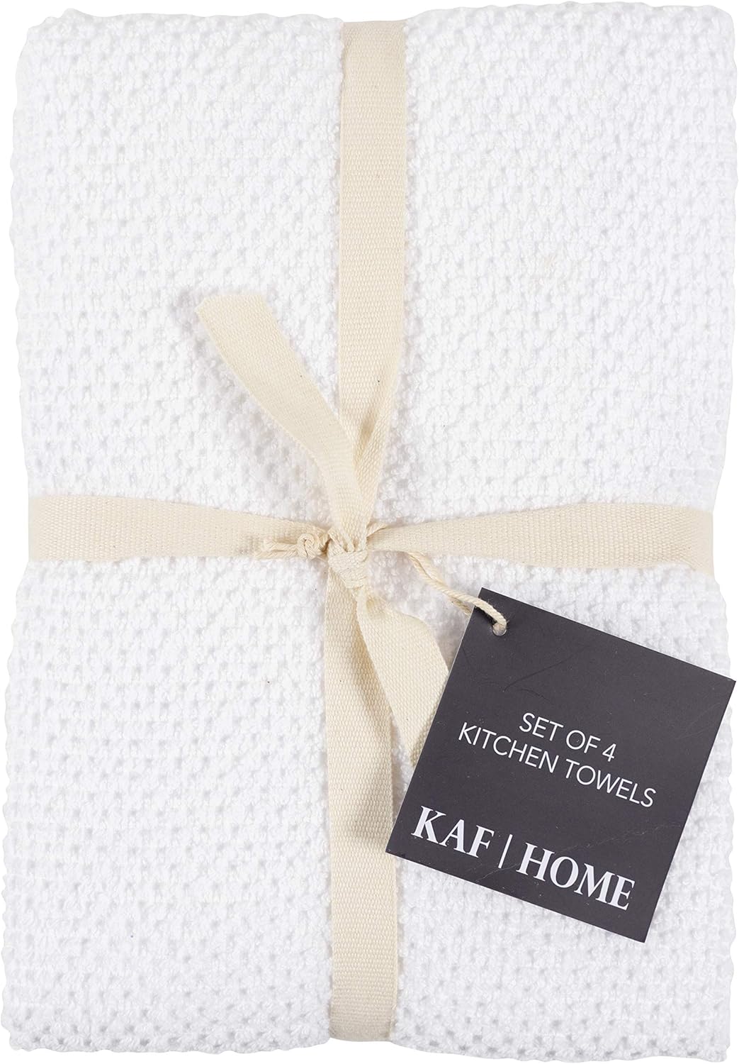 KAF Home Deluxe Cotton Kitchen Towels, Set of 4 Terry Kitchen Dish Towels, White