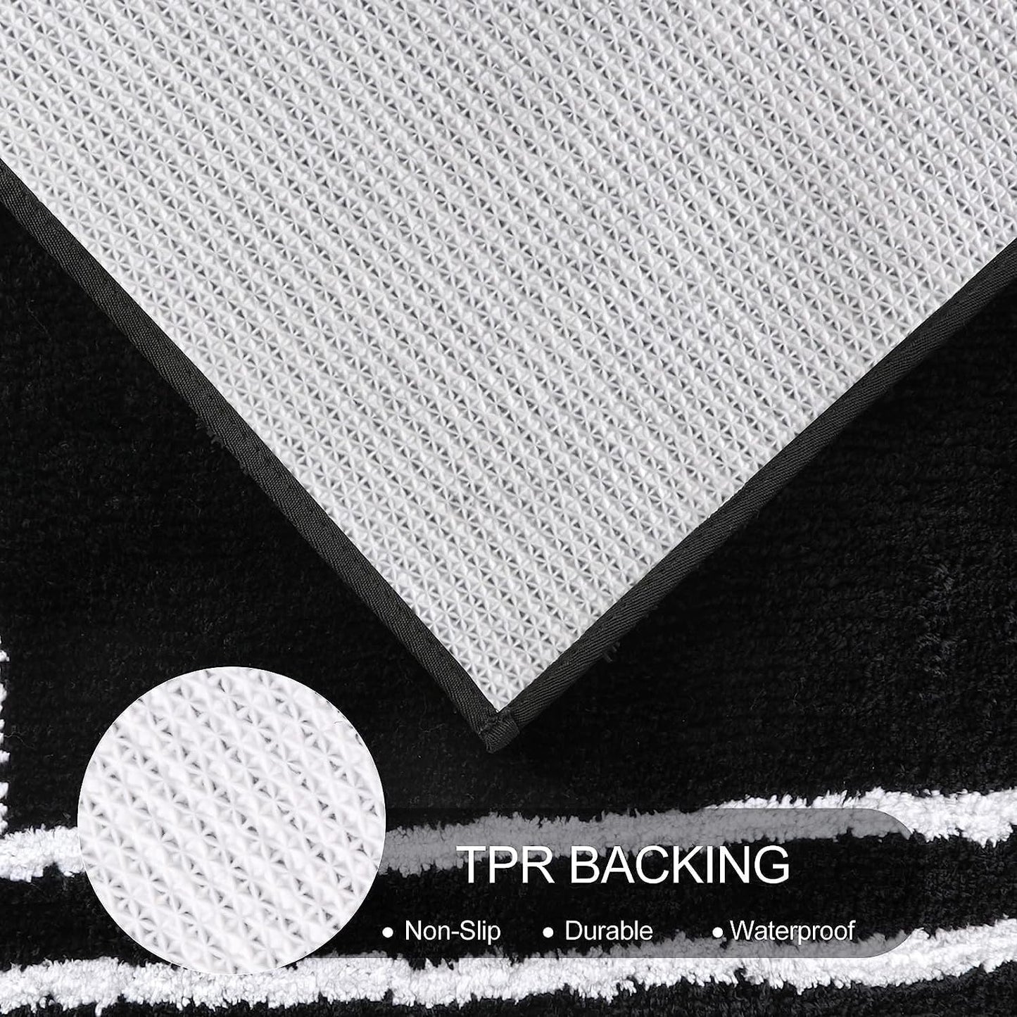 Uphome Black Bathroom Rugs, Shaggy Soft Microfiber Bath Mat, Non Slip Machine Washable, 18x26 inch