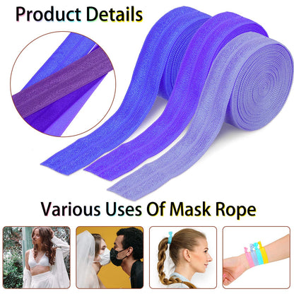 WILLBOND 40 Yards Fold over Elastic Solid Color Trim Elastic 40 Colors Ribbon Sewing Stretch Ribbon Band for Hair Bow DIY Craft Hair Ties Headbands(Multicolor)