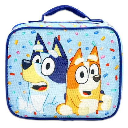 Bluey Backpack with Lunch Bag for Kids, Boys, Girls - Bundle with 15” School Bag, Lunch Box, Water Bottle, Stickers, More | Bluey Backpack and Lunchbox Set