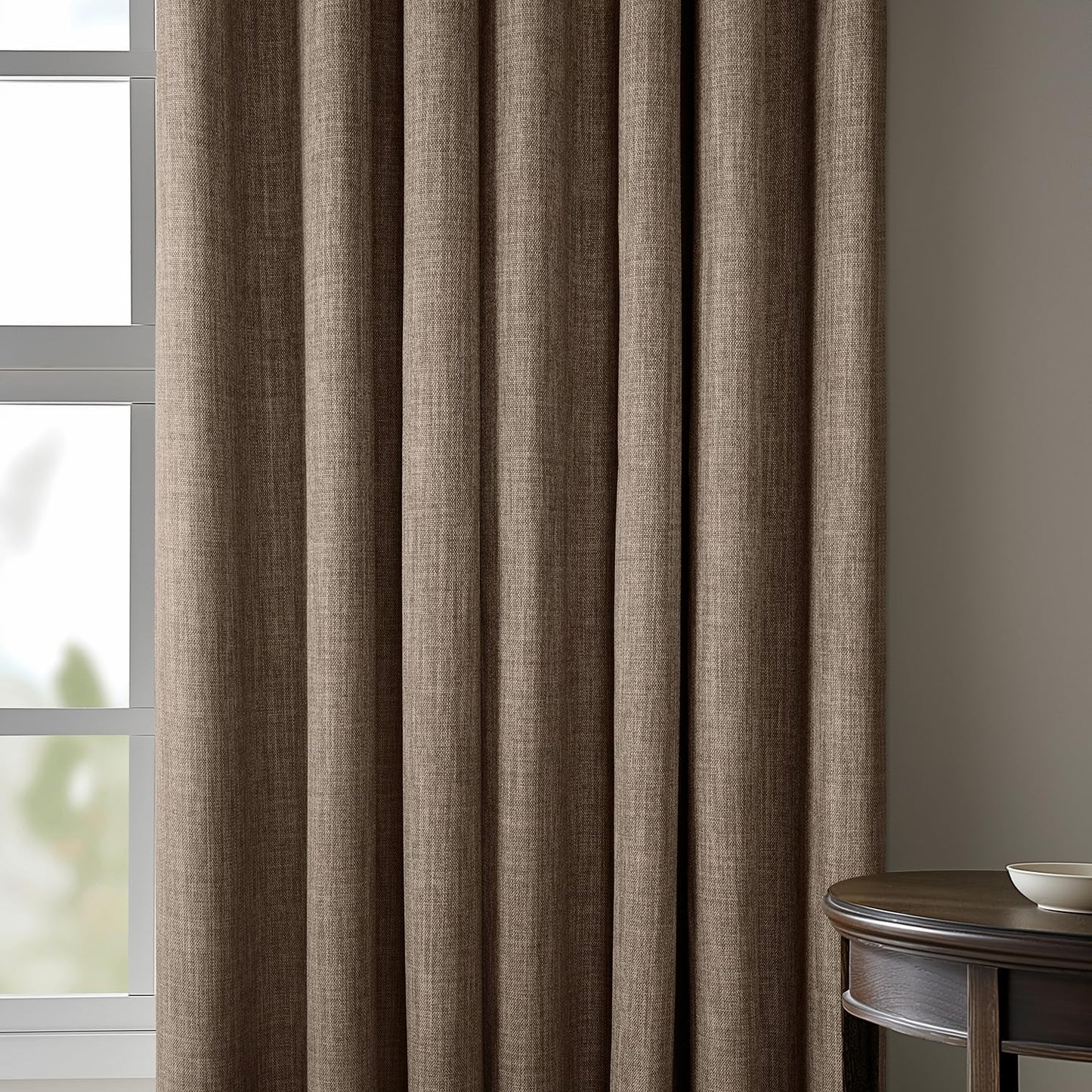 HPD Half Price Drapes Faux Linen Curtains, 1 Panel, 50W X 84L, Textured Room Darkening Drapes for Bedroom, Dutch Cocoa