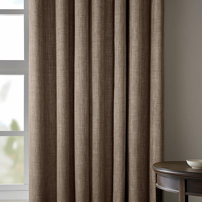 HPD Half Price Drapes Faux Linen Curtains, 1 Panel, 50W X 84L, Textured Room Darkening Drapes for Bedroom, Dutch Cocoa
