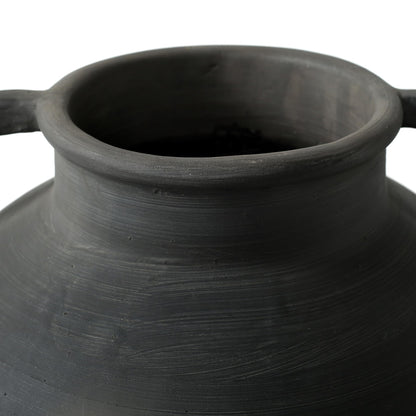 Approx.14 Earthy Gray Pottery Vase with Two Decorative Handles