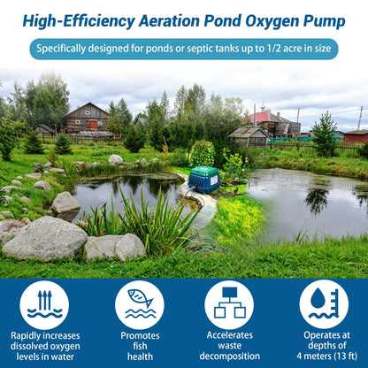 Upgraded HP-90 Pond Aerator/Septic Tank Linear Air Pump, Powerful 1350GPH Aeration System, Linear Air Pump for Oxygenation, for Koi Ponds/Aquariums/Wastewater Treatment/Fish Farms/Seafood Restaurants