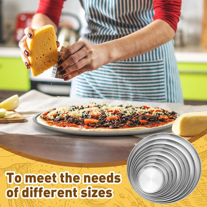 Sawysine 12 Pcs Stainless Steel Pizza Pans 9 Sizes (6.7 Inch-17.7 Inch) Pizza Pans for Oven Large Thick Round Steel Trays for Baking Cookie Pie Cake, Non-toxic, Durable, Dishwasher Safe