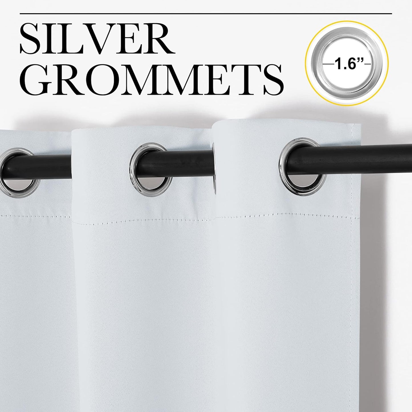 NICETOWN Blackout Curtain Panels - Thermal Insulated Grommet Top Drapes | Greyish White, 34" x 36" (2 Panels)
