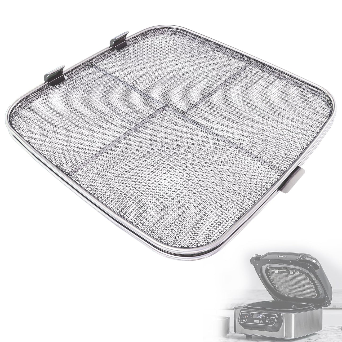 Stainless Steel Splatter Shield for Ninja Foodi AG301, Air Fryer Accessories for Ninja Foodi 5-in-1 Indoor Grill, Replacement Parts for Ninja Foodi AG300, AG300C,AG301C, AG302, AG400