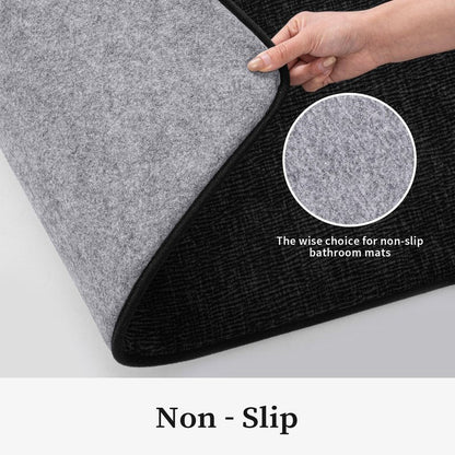 YIHOUSE Bathroom Rug Set 2 Piece, Memory Foam Black Bath Mat Set Non-Slip Quick Dry Bath Mats for Bathrooom, Super Absorbent Washable Bath Rug for Bathroom Floor Sink Tub and Shower