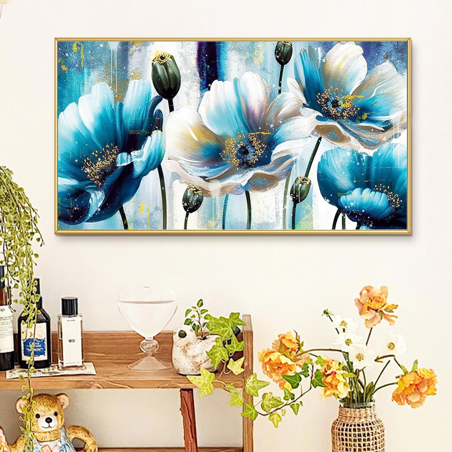 YALKIN 5D Diamond Painting Kits for Adults, Flowers Diamond Art Kits Full Drill Diamond Painting Kit for Adult Beginners, DIY Crystal Picture Art for Home Wall Decor 40x70cm/15.7x27.6in
