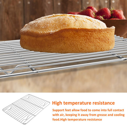 14 Inch Roasting Pan with Rack, Leonyo Large Turkey Roasting Pan, Stainless Steel Roaster Pan with Wire Rack Non Stick Baking Pans for Cooking Ham, Chicken, Cake, Lasagna, Casserole