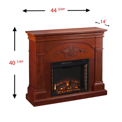 SEI Furniture - Sicilian Harvest Electric Fireplace - Mahogany - Transitional Design, Brown Glass and Wood - Ideal for Living Room, Bedroom (FE9277)