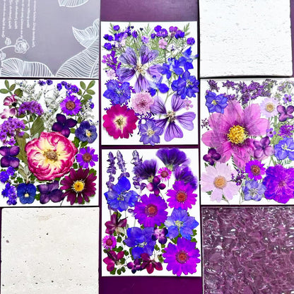 LUCISKY 132Pcs Purple Pressed Dried Flowers and Butterfly for Resin Molds, Real Natural Bulk Dry Floral Leaves Stickers for DIY Art Crafts, Jewelry, Candle, Soap Crafts Making