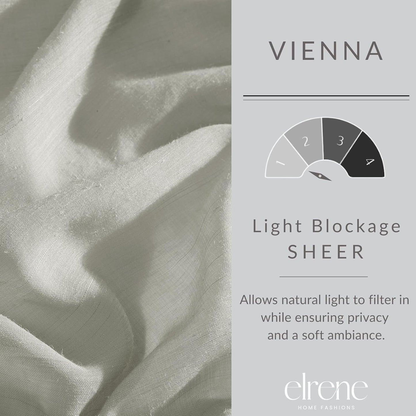 Elrene Home Fashions Vienna Sheer Tie-Top Window-Curtain Panel, 52 in x 84 in (1 Panel), Light Gray