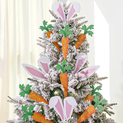 16 Easter Decorations Tree Picks Ornaments: pcs Large Pink Bunny Ear Carrots Picks Decorations, Cute Rabbit Ears