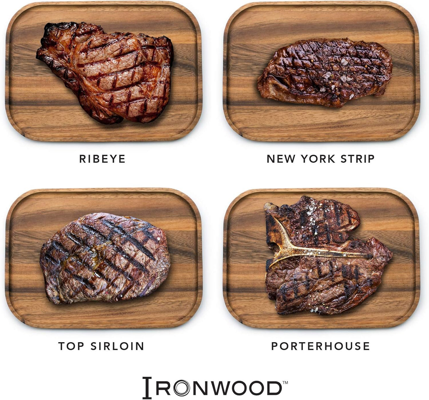 Ironwood Gourmet Small Steak Board, 7.5 x 10.5 x 0.5 inches, Brown