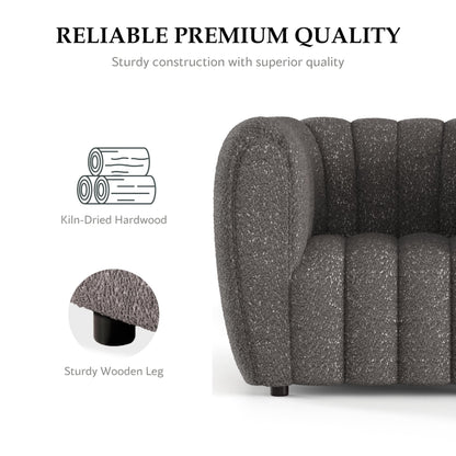 Furniture of America Glamour Contemporary Vertical Channel Tufted Boucle Accent Chair with Wooden Legs, Fabric Upholstered Armchair for Living Room, Bedroom, Office, Charcoal Gray