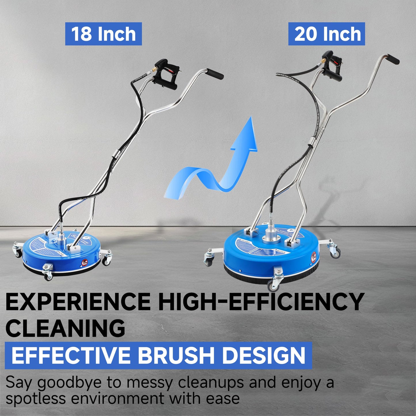 RIDGE WASHER 20’’ Pressure Washer Surface Cleaner, 4500 PSI Surface Cleaner with Dual Handle, Power Washer Surface Cleaner Attachment with Wheels for Cleaning Driveways, Sidewalks, Patios