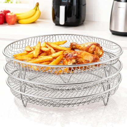 Upgrade 8inch Square Air Fryer Rack,Three Stacktable Dehydrator Rack,Square Air Fryer Accessories,Only Fit for Air fryer which inner size ≥8.7 inch(Square)