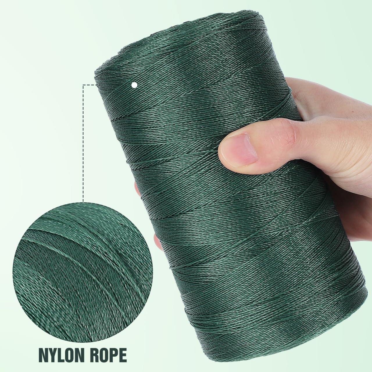1Roll Braided Nylon Twine: 6-Strand Fishing Net Repair Rope for Outdoor Camping Marine Binding (Dark Green‌)