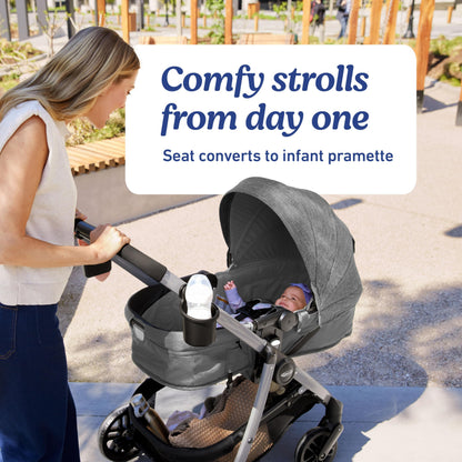 Graco® Redmond Modes Pramette Stroller 3-in-1 Convertible: Car Seat Carrier Infant Pramette to Toddler Stroller with Reversible Seat and One-hand Fold