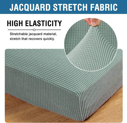 Super Stretch Individual Seat Cushion Covers, Thick Jacquard Textured Twill Fabric Slipcover Sets for Loveseat (2)