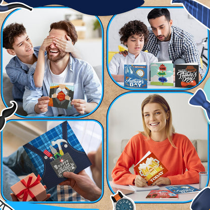 Saillong 12 Pack Father's Day Diamond Painting Greeting Cards Kits Dad Diamond Art Cards with Envelopes Best Dad 5D Rhinestones Painting Making Kits for Adults Father's Day DIY Craft Gifts