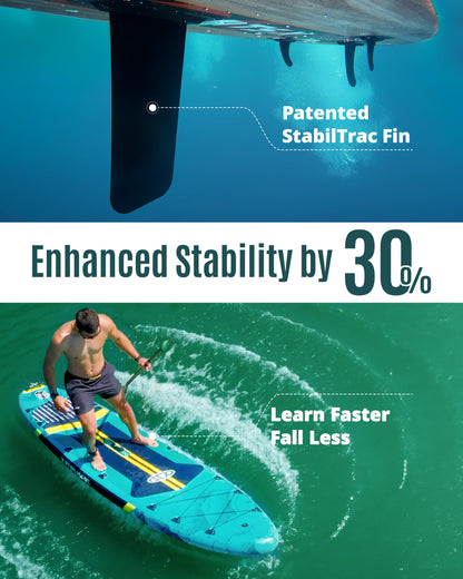 ZLX 11'6"x35" Ultra Wide Inflatable Stand Up Paddle Board | Stable Non-Slip Deck Pad, Unique Fin System, Premium SUP Accessories & Backpack - Upgraded Pump for Adults, All Skill Levels