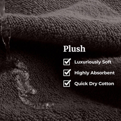 Lavish Home 6 Piece Bathroom Towels Set - 525GSM 100% Cotton Bathroom Essentials - 2 Bath Sheets, 2 Hand Towels, and 2 Wash Cloths for Bath, Shower, Gym, Spa, and Dorm Room (Charcoal)