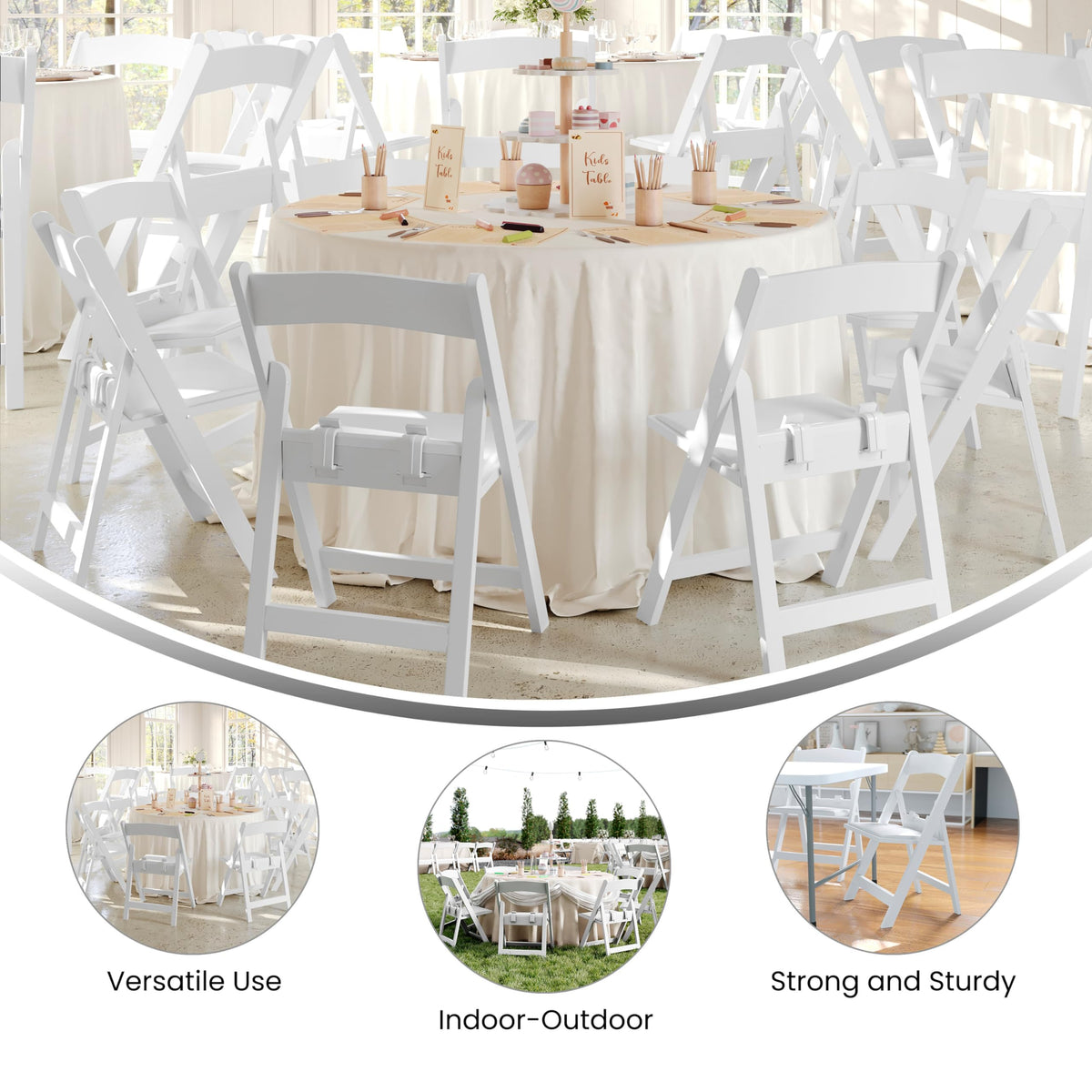 Flash Furniture Hercules Series Kids Padded Folding Chairs for Children, Children's Event Seats with 264-lb. Static Weight Capacity, Set of 11, White
