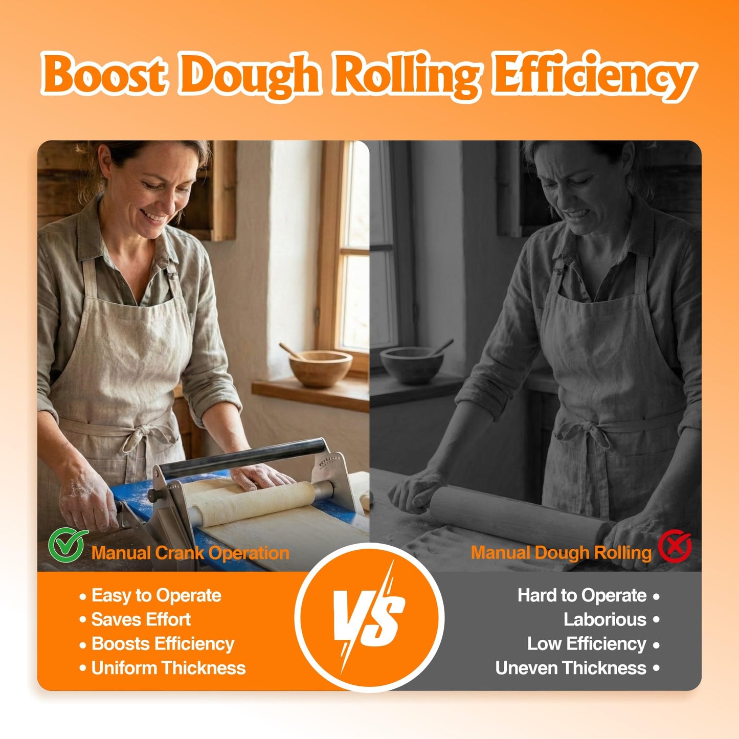 12" Manual Dough Sheeter Machine, Folding Countertop Dough Roller & Pastry Laminator for Croissant, Pizza Dough & Puff Pastry – Adjustable Thickness for Home & Bakery Use