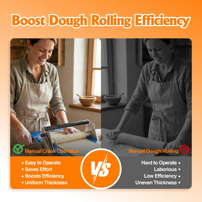 12" Manual Dough Sheeter Machine, Folding Countertop Dough Roller & Pastry Laminator for Croissant, Pizza Dough & Puff Pastry – Adjustable Thickness for Home & Bakery Use