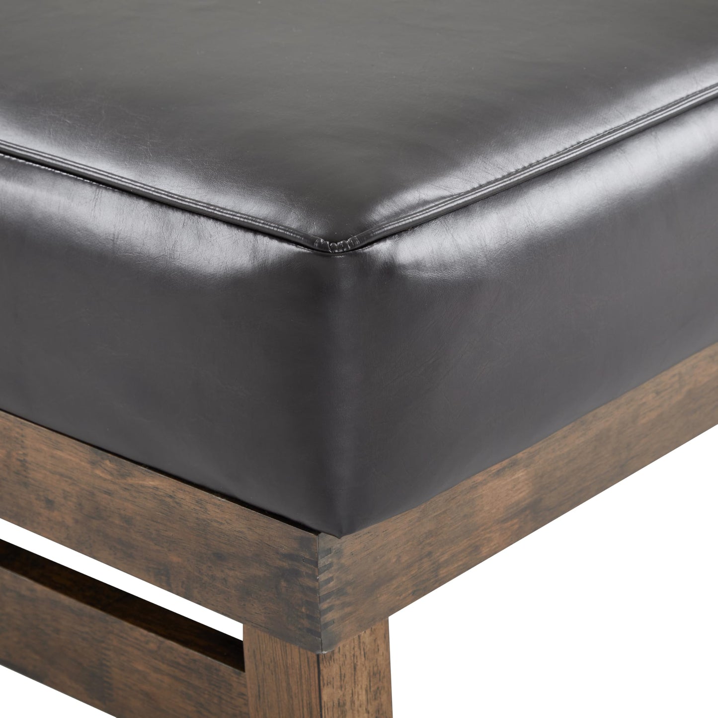 Christopher Knight Home Hillman PU Ottoman with Wood Frame,Rectangular Upholstered Footrest Bench,Non Storage Faux Leather Ottoman Bench for Living Room Bedroom Entryway Home Decor,Brown
