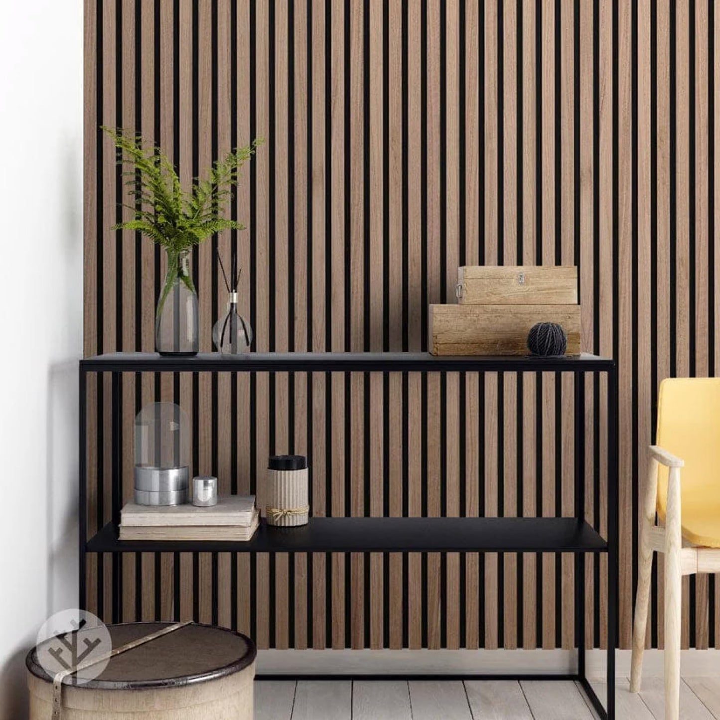 WVH Luxury American Walnut Acoustic Slat Wood Wall Panels, Measures 118.11" x 25.20", Premium Finish, Interior Decor for Walls & Ceilings, Noise Cancelling & Sound Absorbing for Home & Office, 2pcs