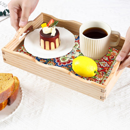 DOTSOPS 5D Diamond Art Kits for Adults Wooden Serving Tray with Handle Special Diamond Painting Plate Big Gem Dots Paint by Numbers Crafts Kits for Living Room Mandala 12 x 16 Inches