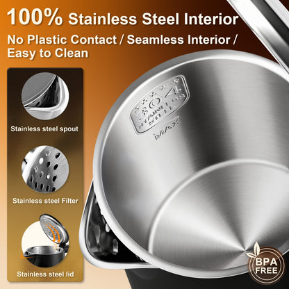 Dezin 0.8L Electric Kettle, Small Electric Kettle with Double Wall Construction, 304 Stainless Steel Electric Tea Kettle for Business Trip, Portable Travel Kettle with Auto Shut-Off