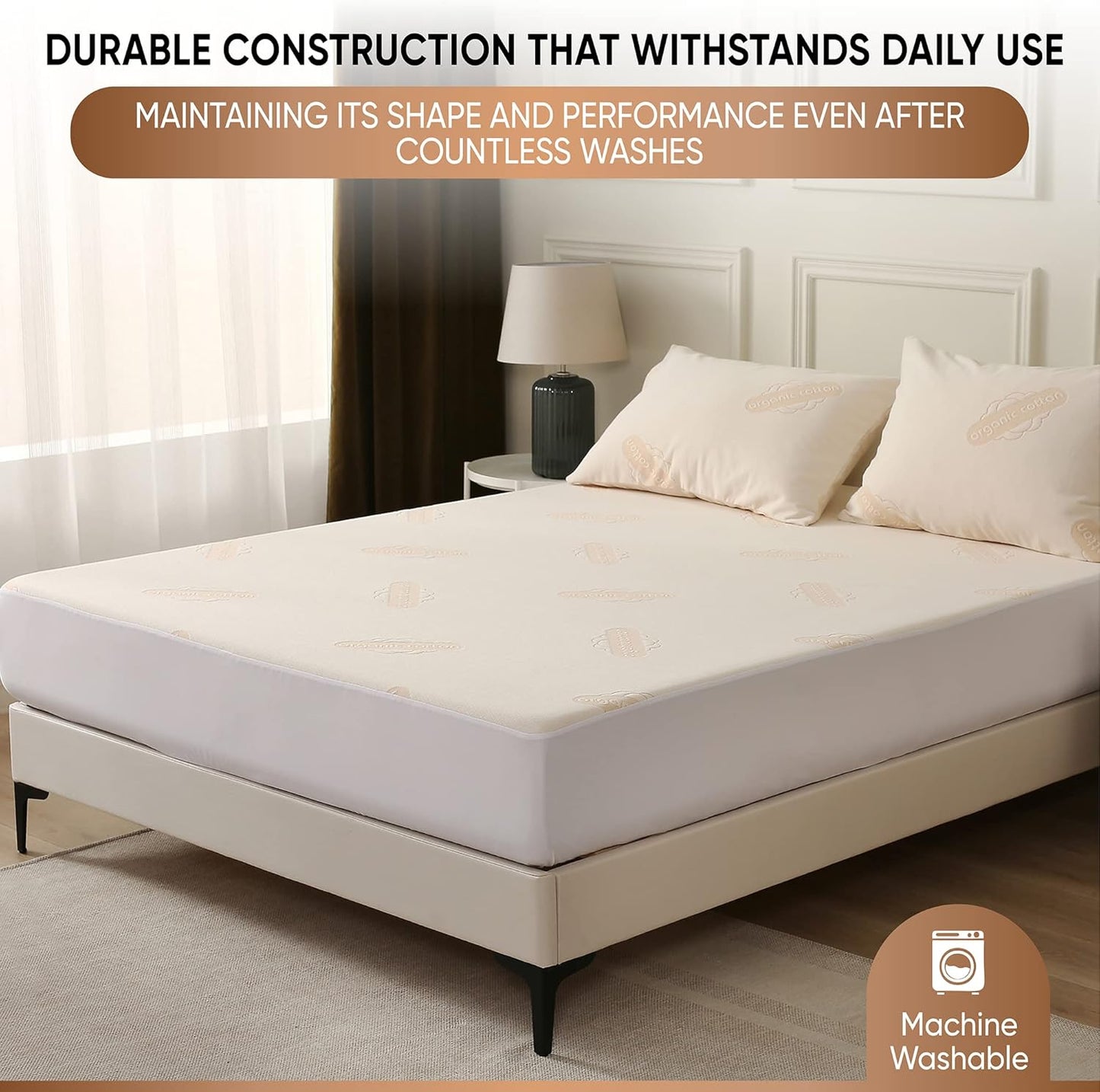 Deluxe Waterproof Organic Mattress Protector Twin - Certified Organic Cotton, Breathable Mattress Pad Cover