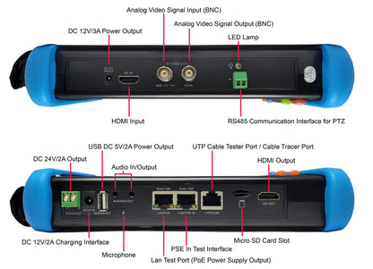 101AV IPS Touch Screen Security CCTV 7” 7in1 Test Monitor Support IP cam, Standard Analog Camera (CVBS) & HD TVI/AHD/CVI Camera up to 8MP
